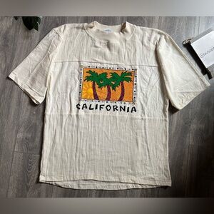 Vintage 90s Sun Triangle California Palm Graphic 100% Cotton Men's Shirt L / XL